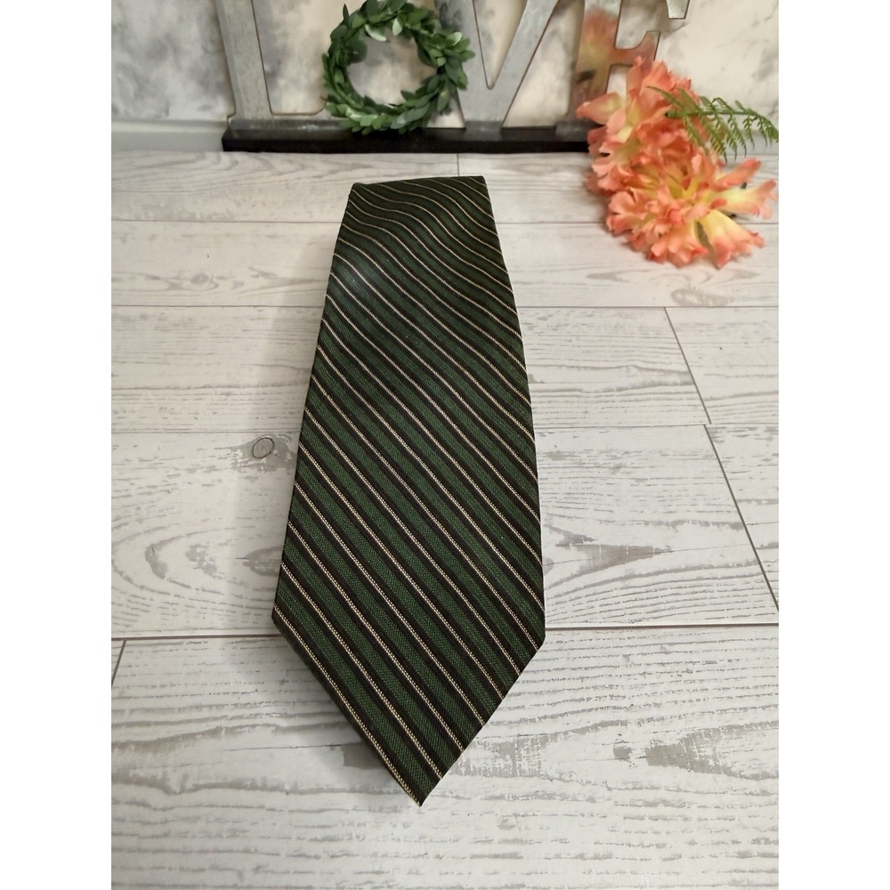 Ivy League Men's Green Gold Vintage 1950-60's Silk Cotton Tie Rep Trad Untipped - Picture 7 of 14